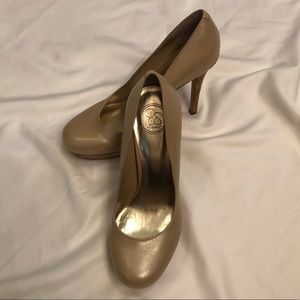 Jessica Simpson Gold Platform Pumps